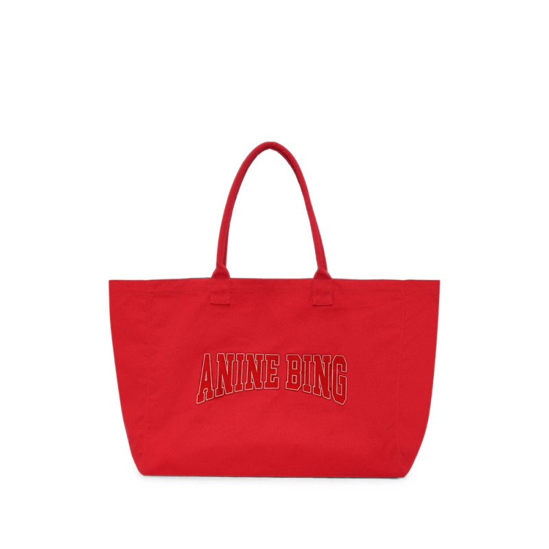 Anine Bing Leo Canvas Tote - Tango Red