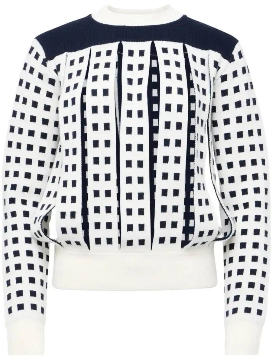 jacquard slit sweater