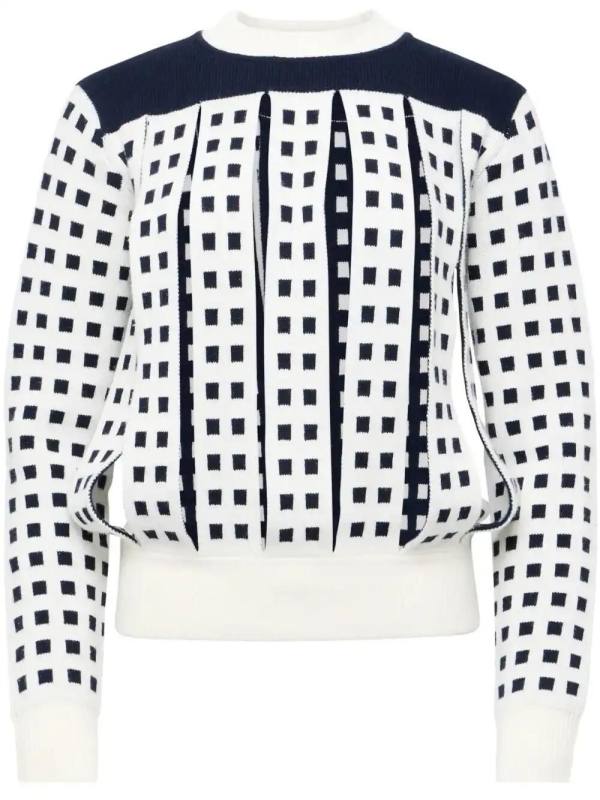 jacquard slit sweater