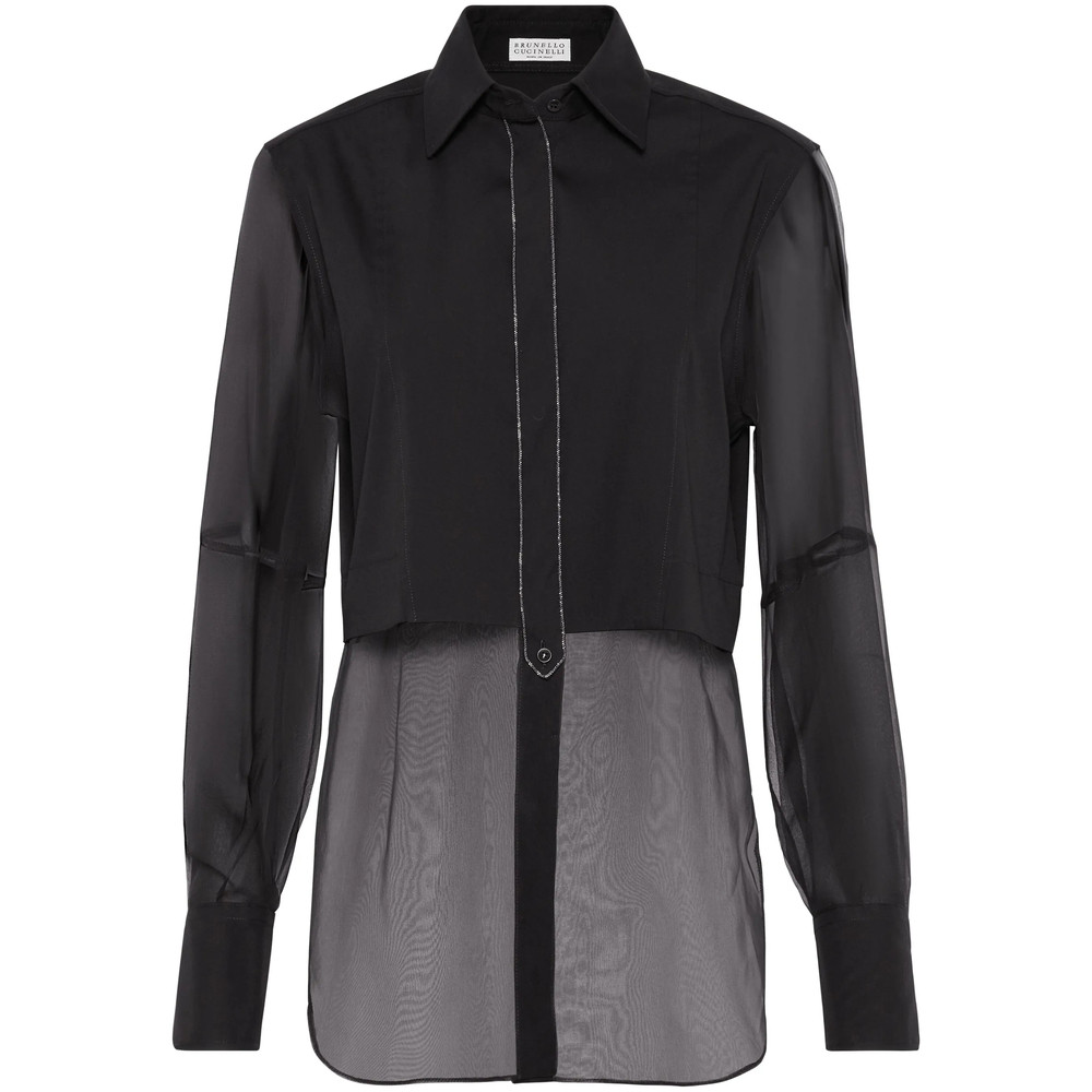 Brunello Cucinelli Transparent-panel Poplin Shirt