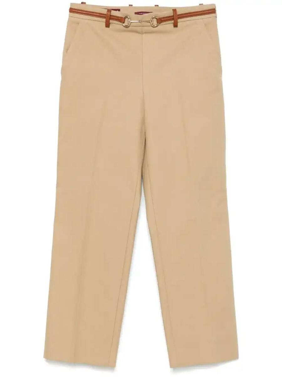 Horsebit-detail cotton trousers