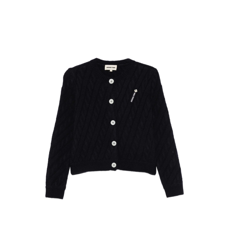 Shushu/tong Cable-knit Logo-patch Cardigan