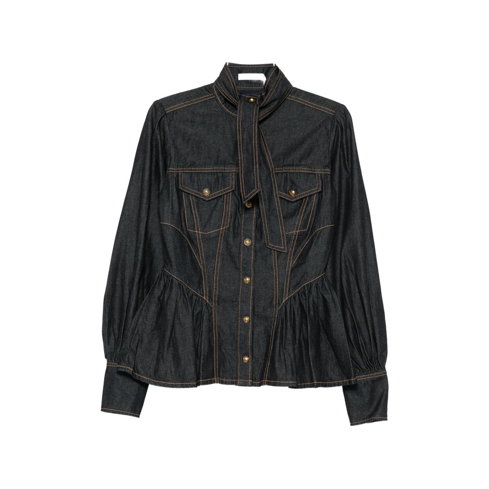 Zimmermann High-neck Denim Blouse