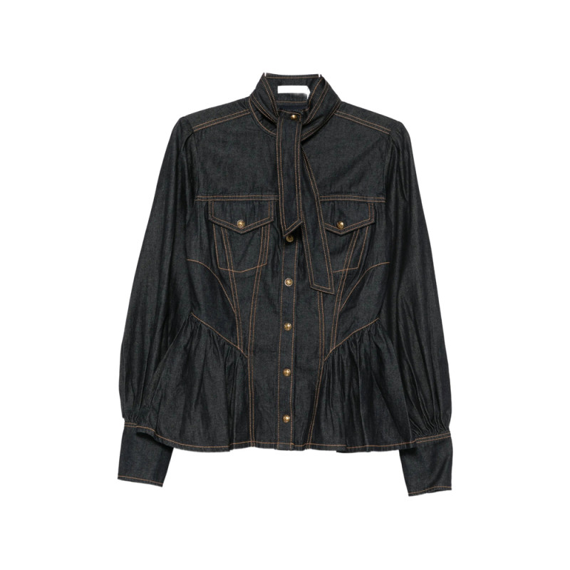 Zimmermann High-neck Denim Blouse