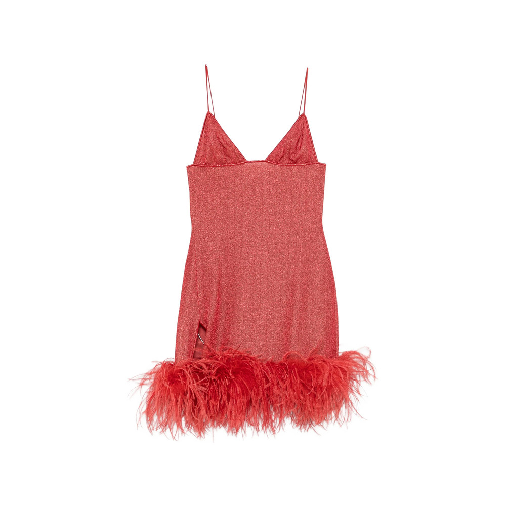 Oséree Lumière Plumage Feather-trim Mini Dress