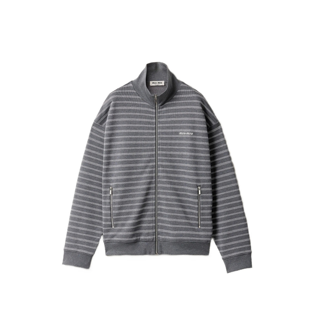 Miu Miu Striped Cotton Fleece Jacket