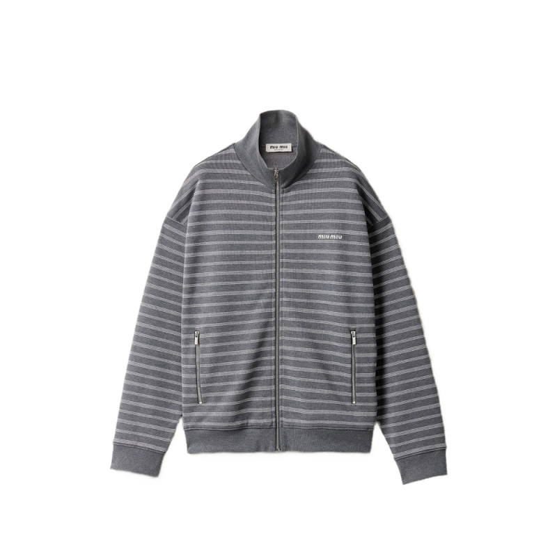 Miu Miu Striped Cotton Fleece Jacket