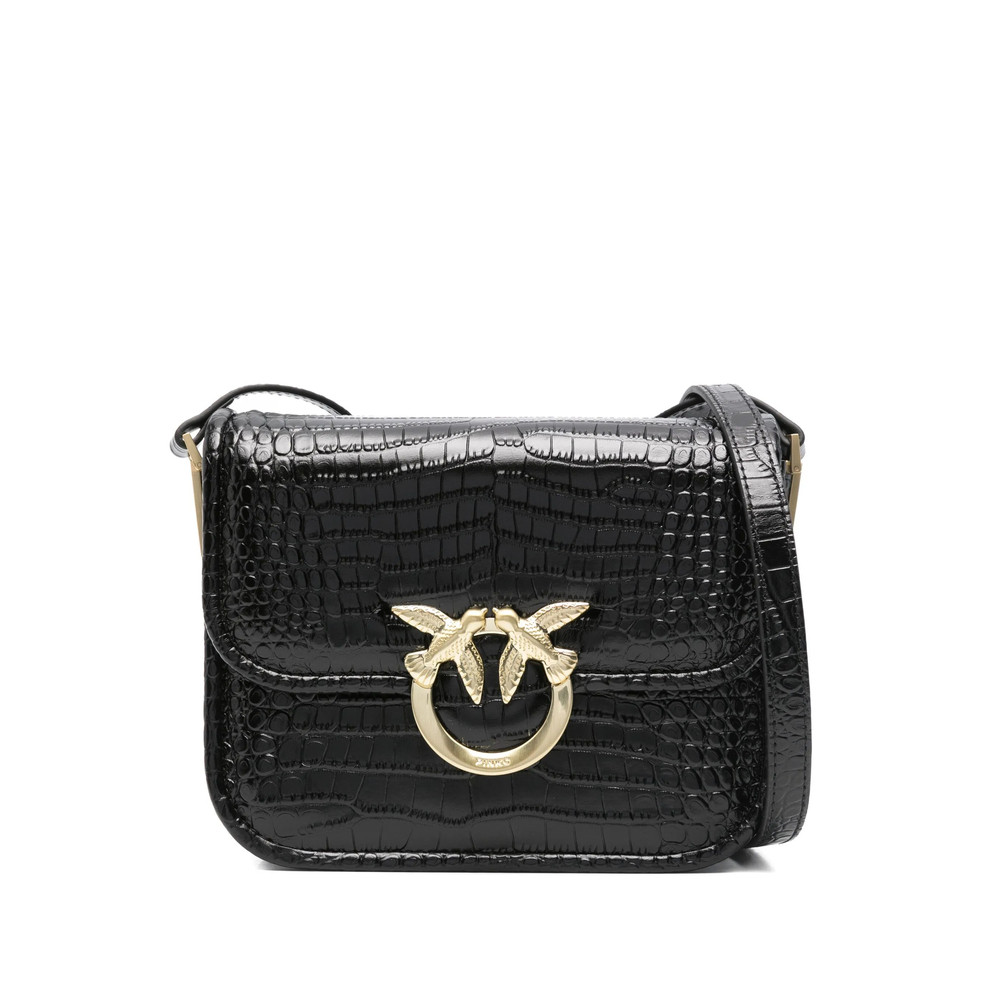 Pinko Crocodile-embossed Leather Cross Body Bag
