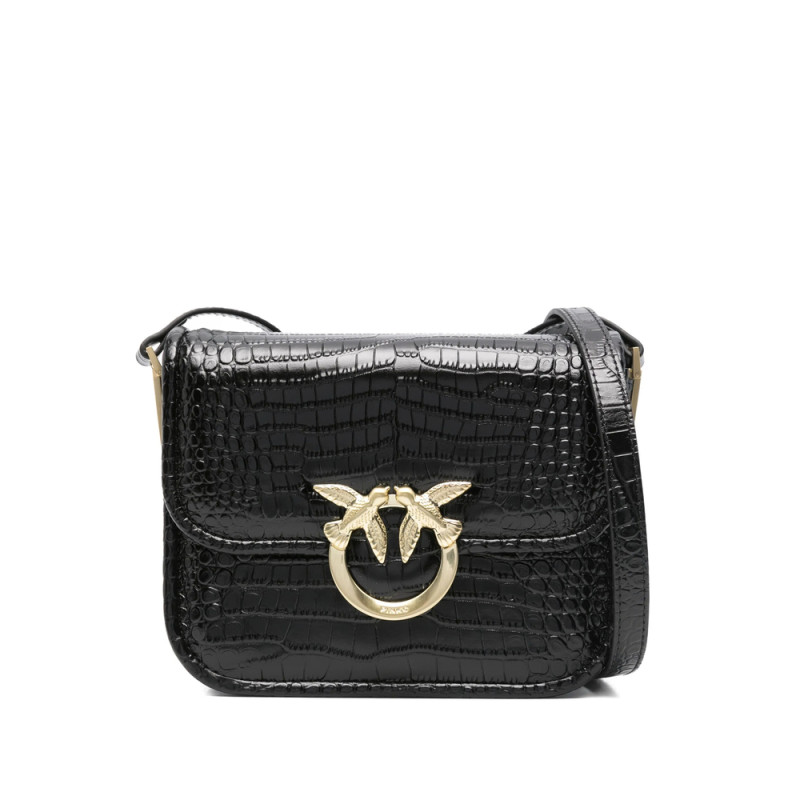 Pinko Crocodile-embossed Leather Cross Body Bag