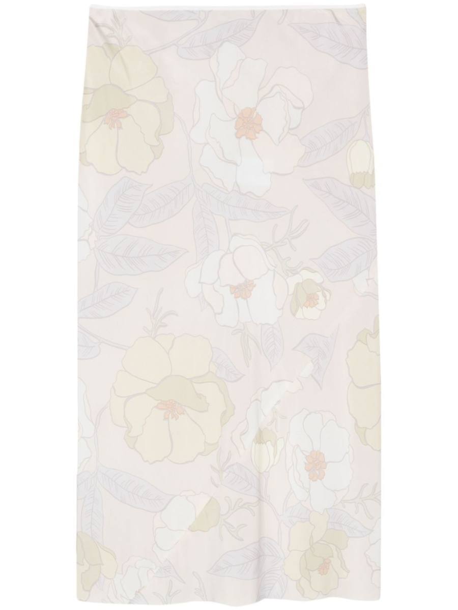 floral-print silk skirt
