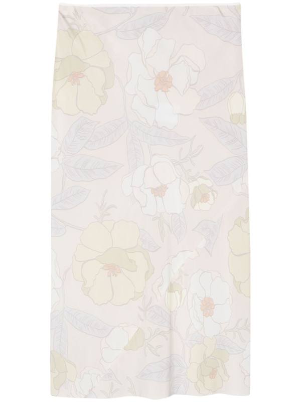 floral-print silk skirt