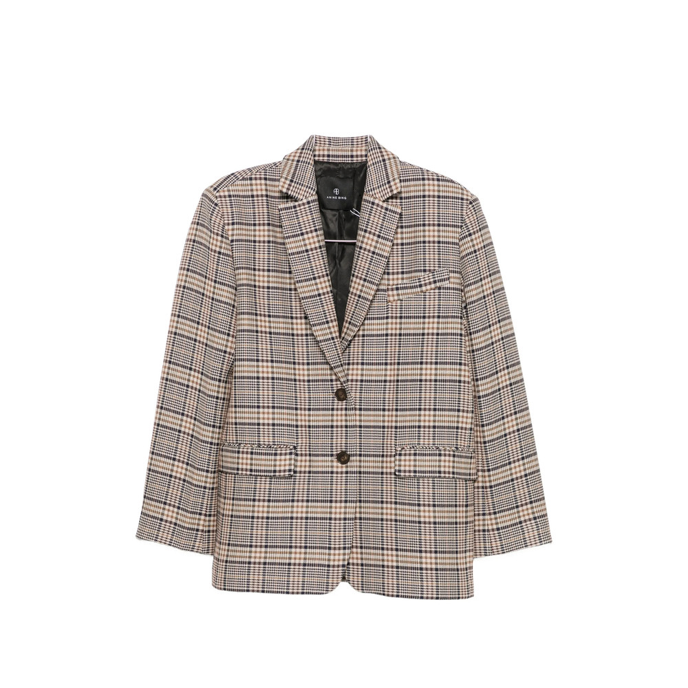 Anine Bing Quinn Check-pattern Single-breasted Blazer