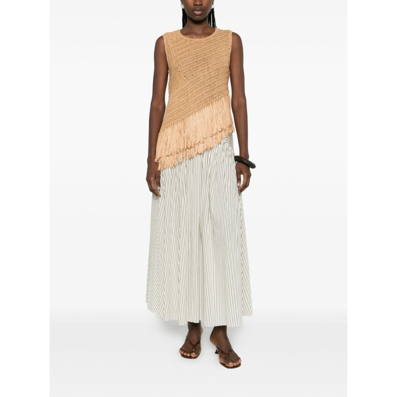 Staud Stripped Panelled Midi Skirt