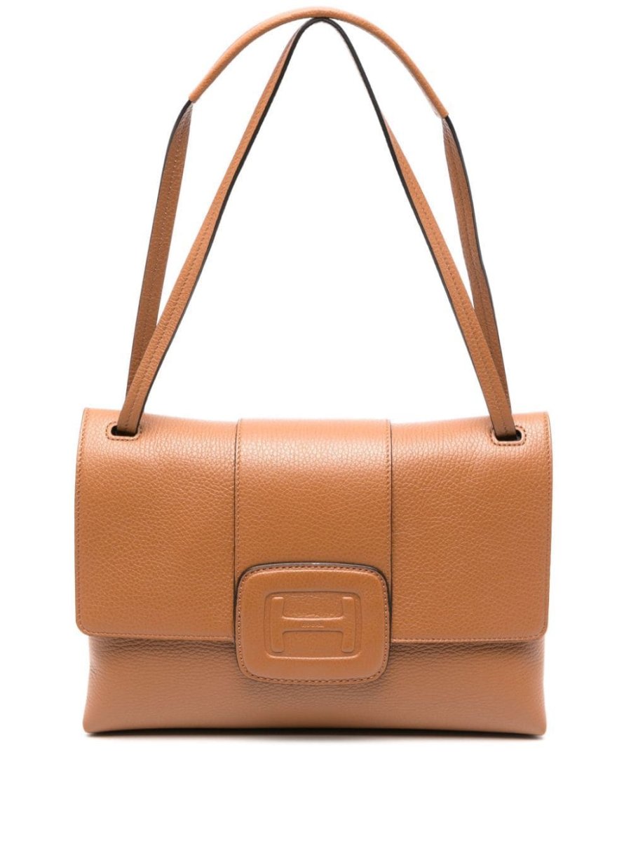 logo-embossed shoulder bag