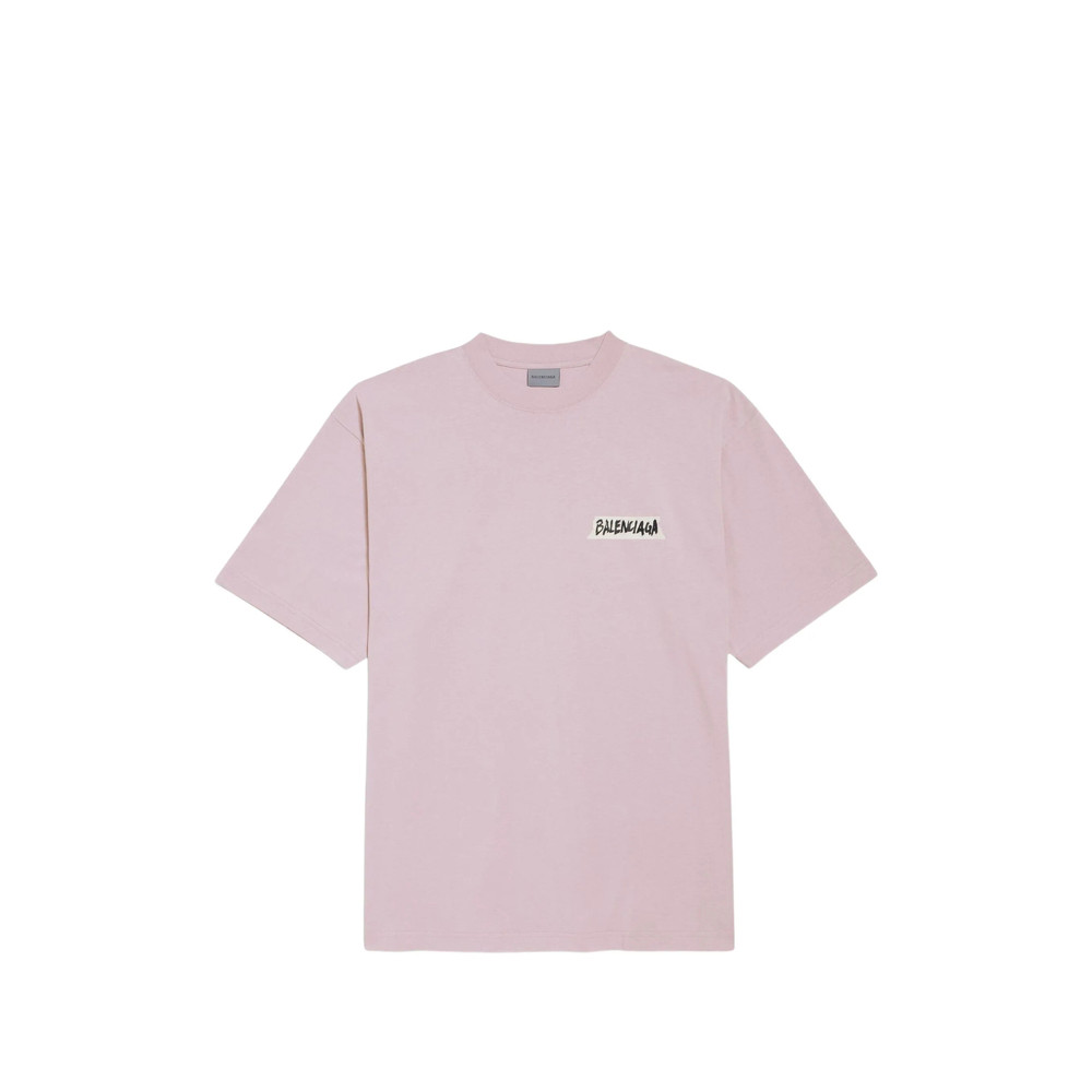 Balenciaga Masking-.tape Medium-fit T-shirt In Dusty Pink