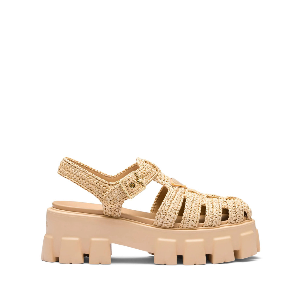 Prada Monolith Raffia Sandals