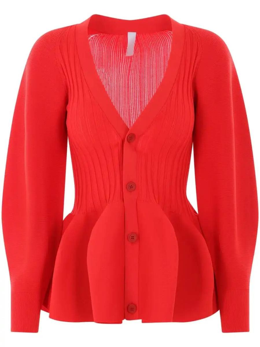 Pottery puff-sleeve cardigan