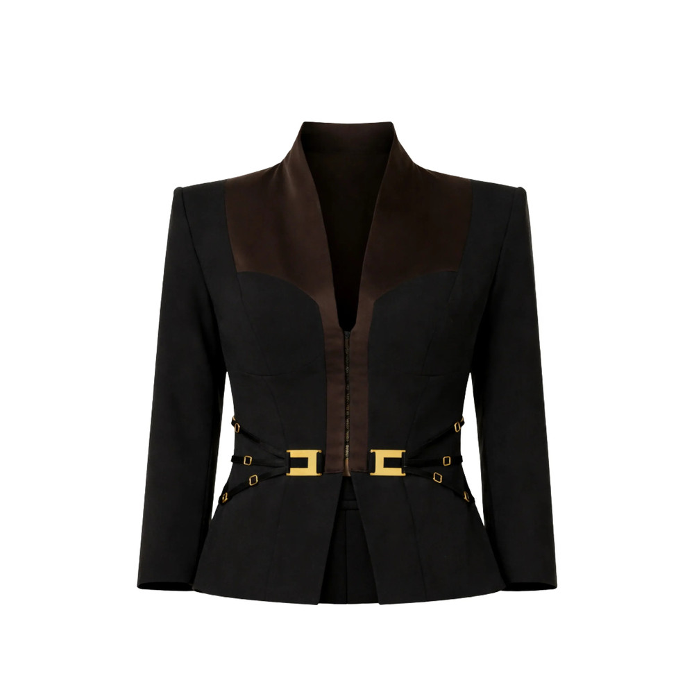 Elisabetta Franchi V-neck Buckle Blazer
