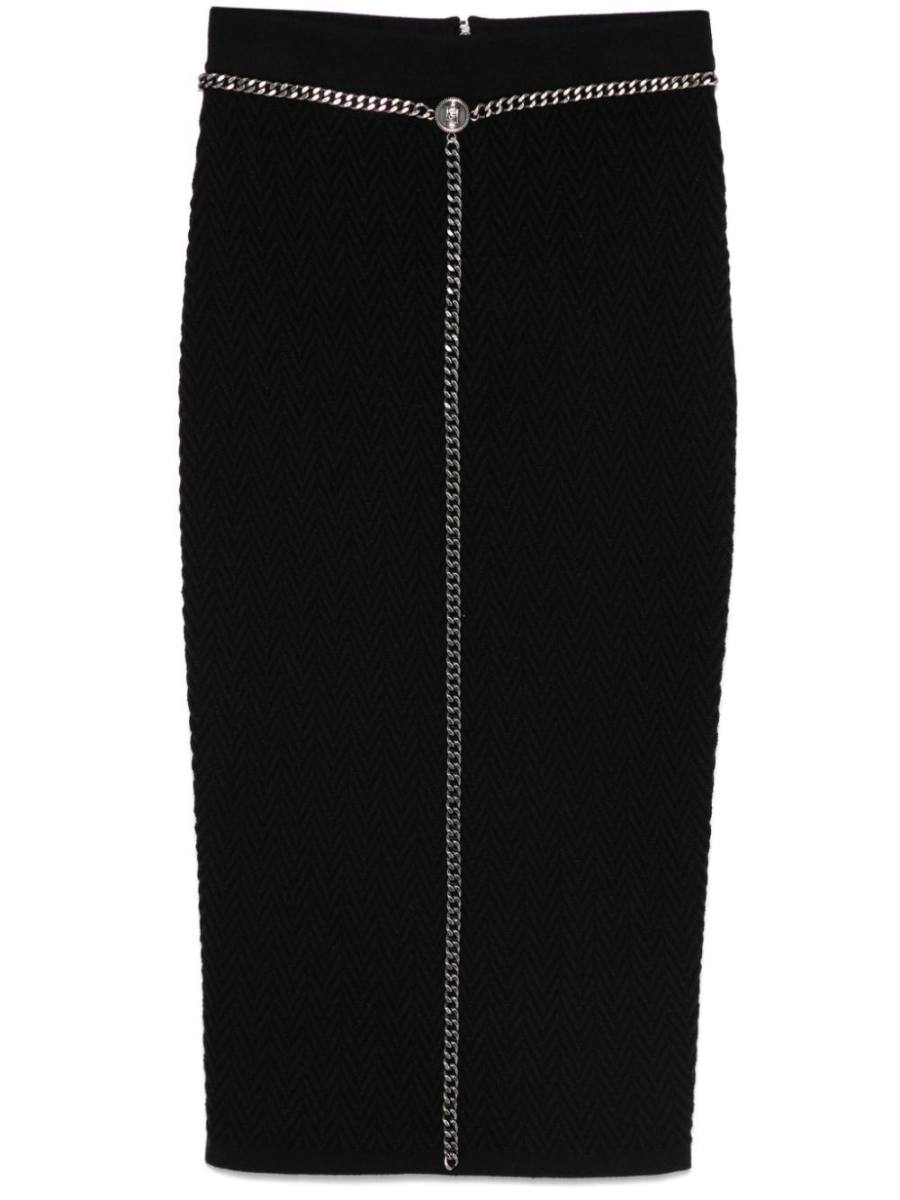 chain-detail midi skirt