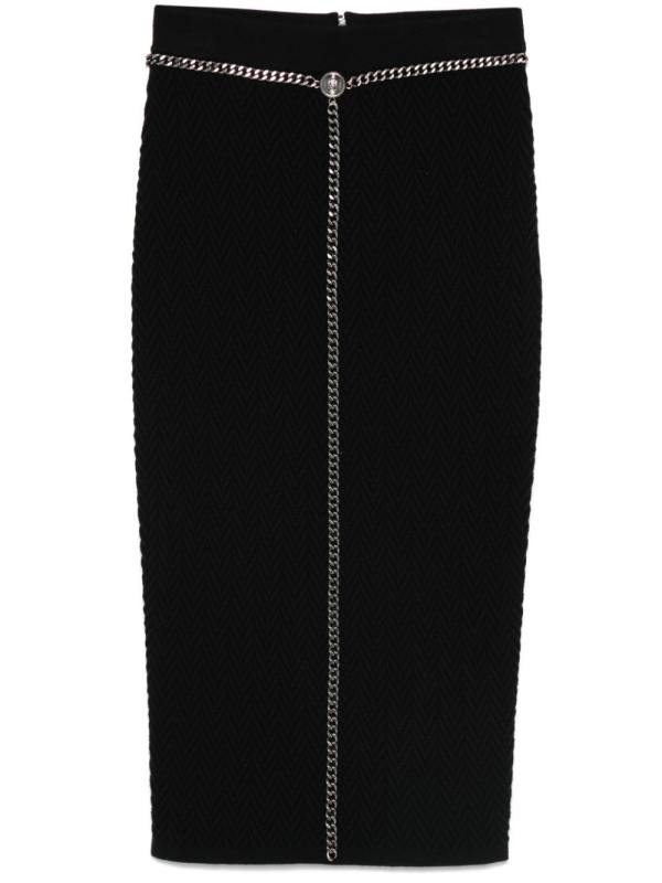chain-detail midi skirt