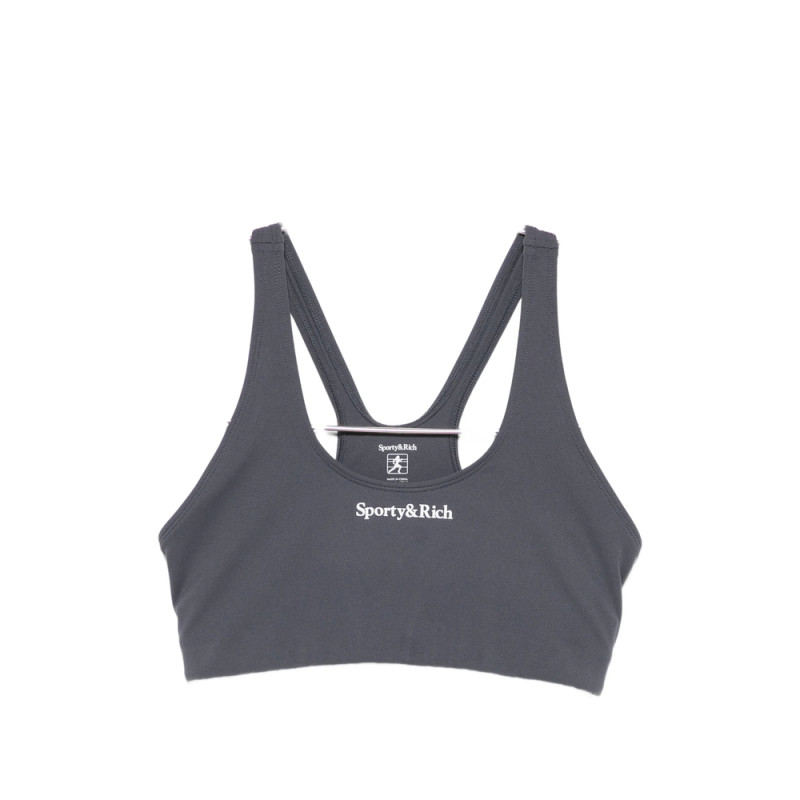 Sporty & Rich Logo-print Racerback Sports Bra