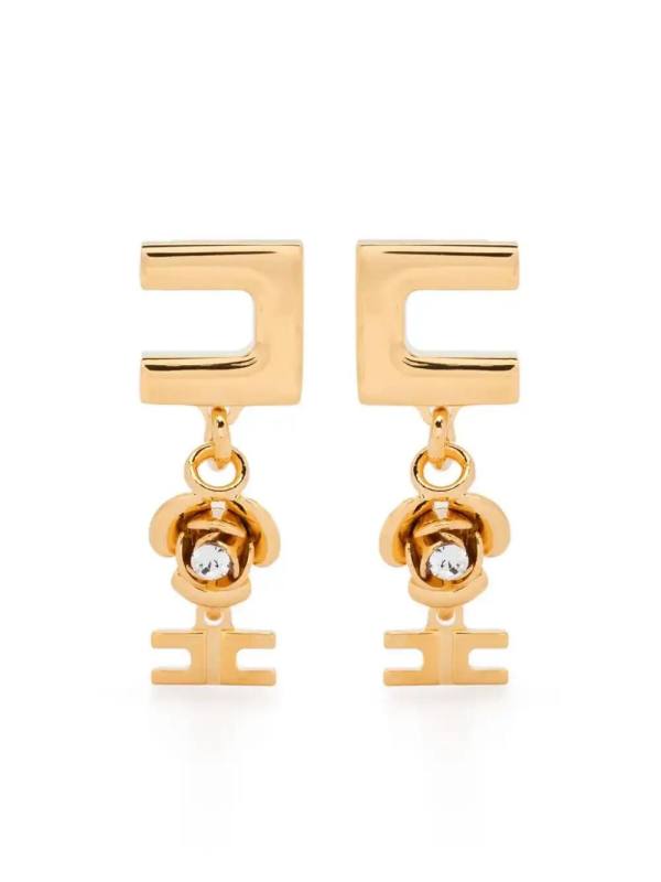 Micro rose-charm earrings