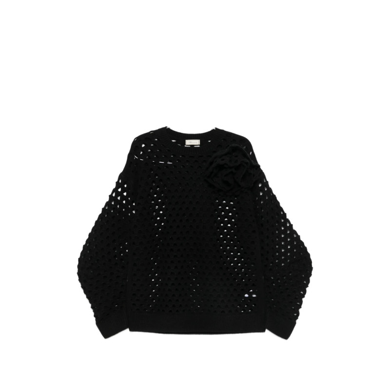 Blumarine Crochet-knit Floral-appliqué Sweater