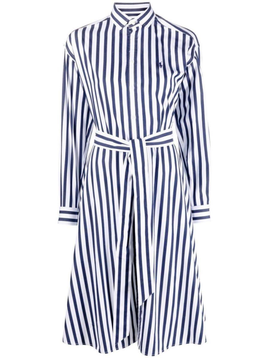 long-sleeve striped shirt dress