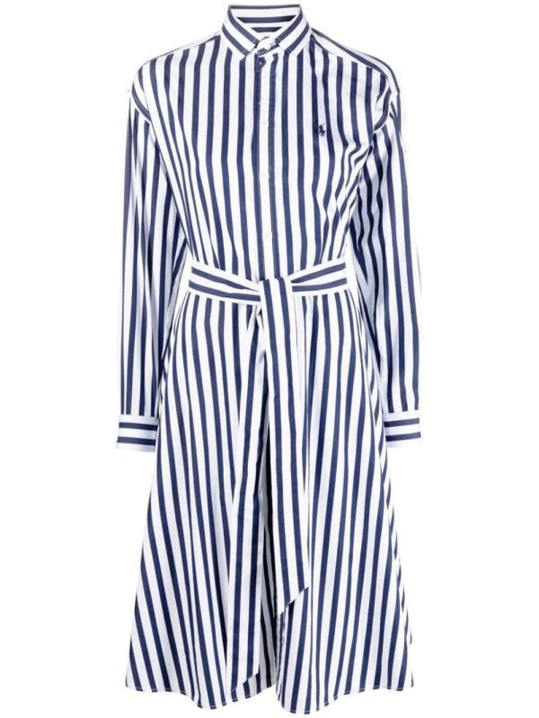 long-sleeve striped shirt dress