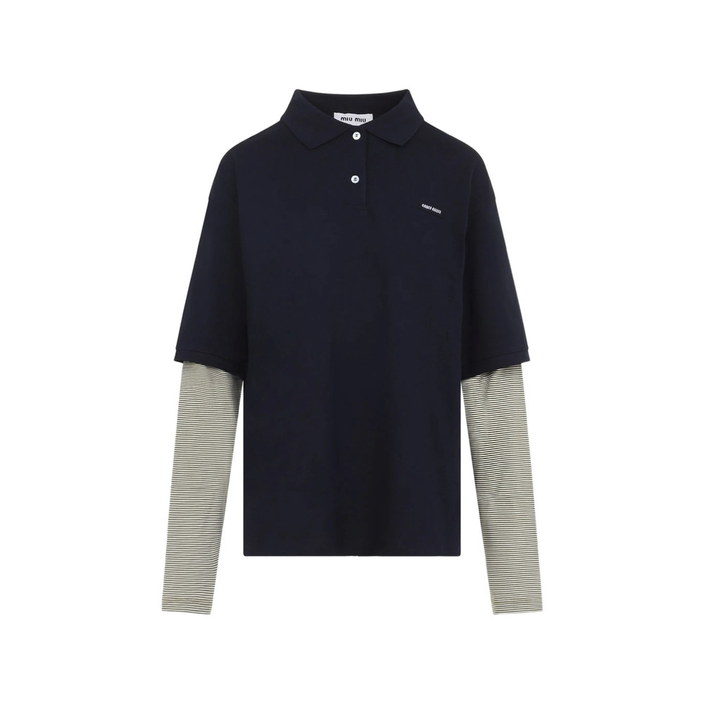 Miu Miu Layered-sleeve Striped Polo Shirt