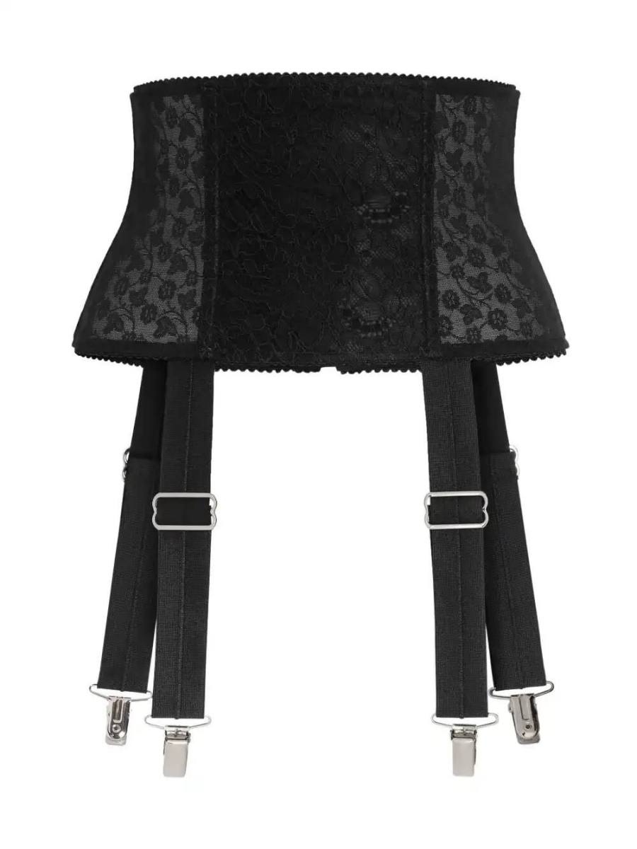lace-appliqué suspender belt