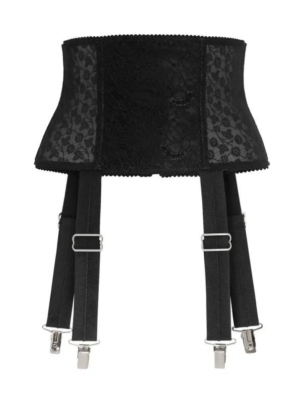 lace-appliqué suspender belt