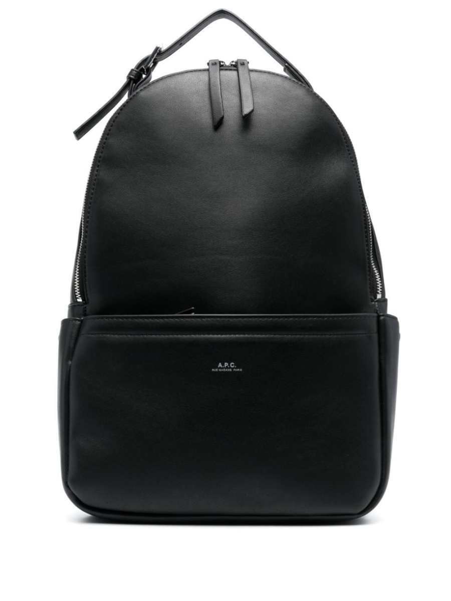 logo-stamp faux-leather backpack