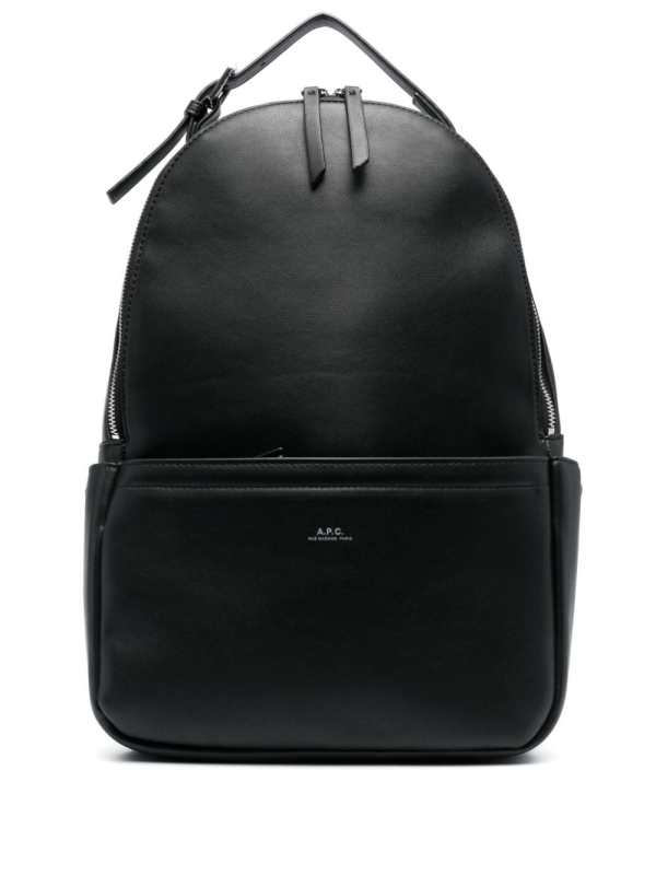 logo-stamp faux-leather backpack