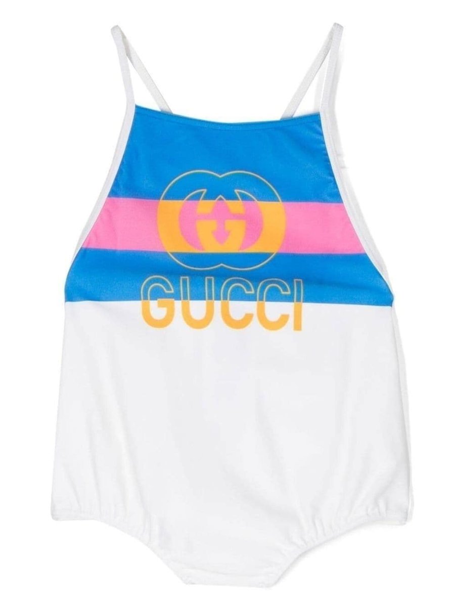 logo-print square-neck swimsuit
