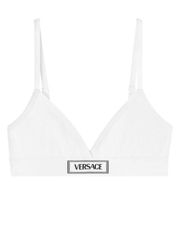 logo-patch cotton-blend bra
