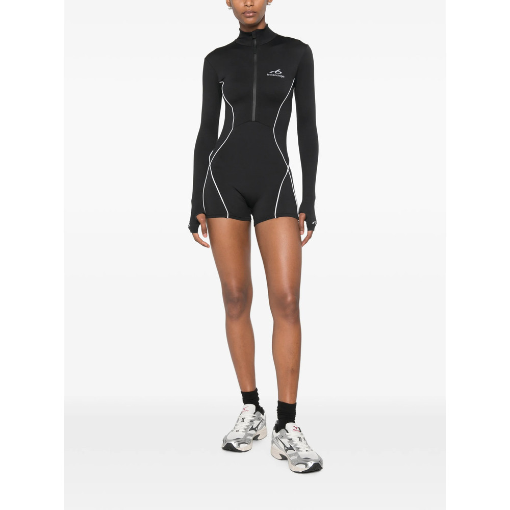 Balenciaga Piping-detail Long-sleeve Playsuit