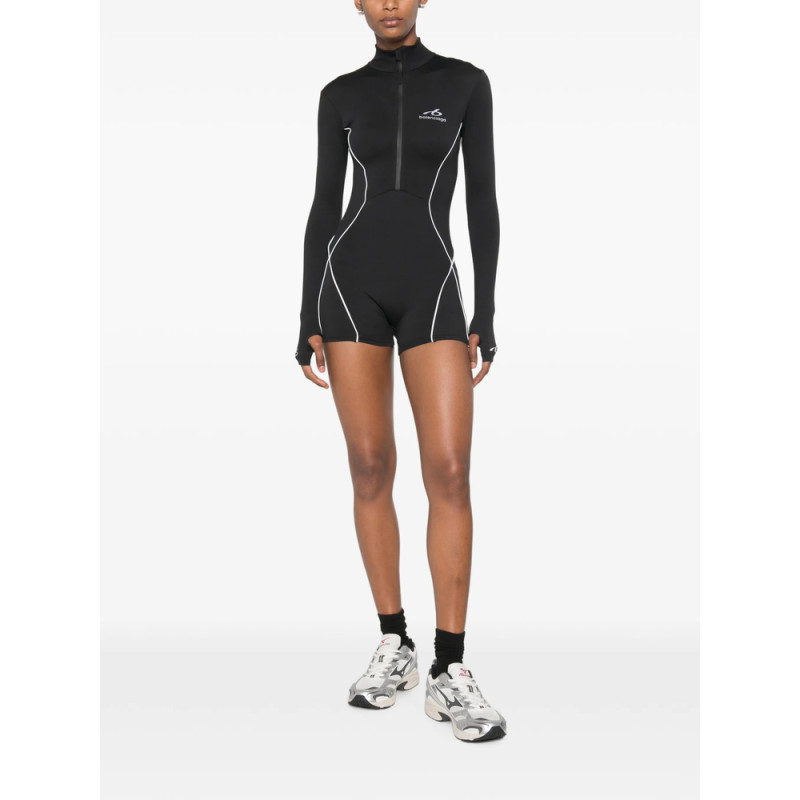 Balenciaga Piping-detail Long-sleeve Playsuit