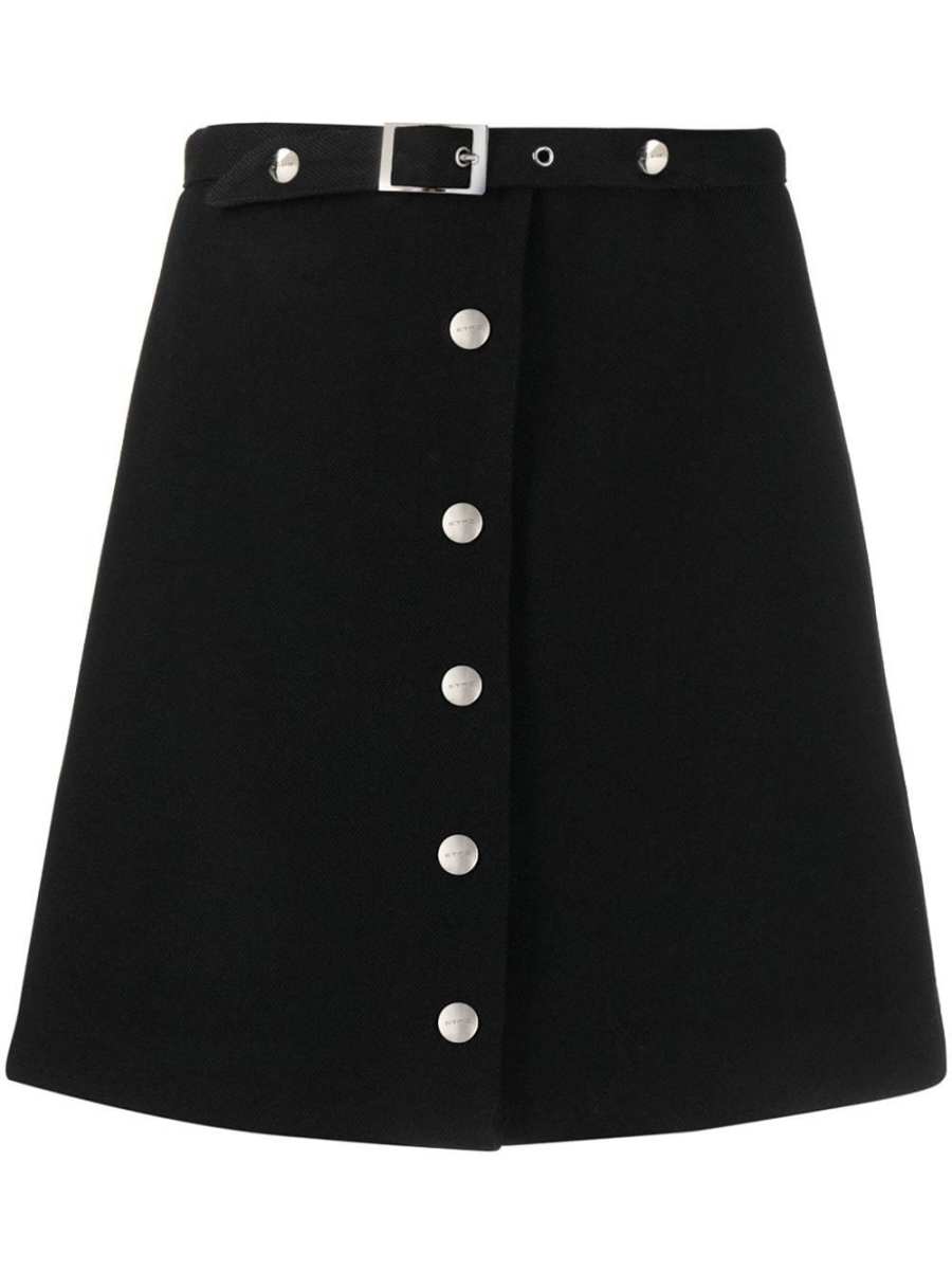 belted virgin wool miniskirt