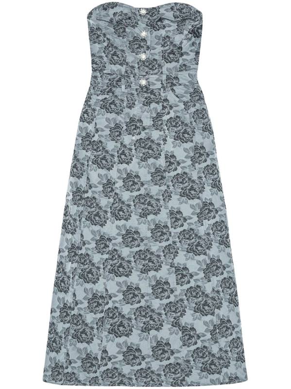 Botanical jacquard midi dress