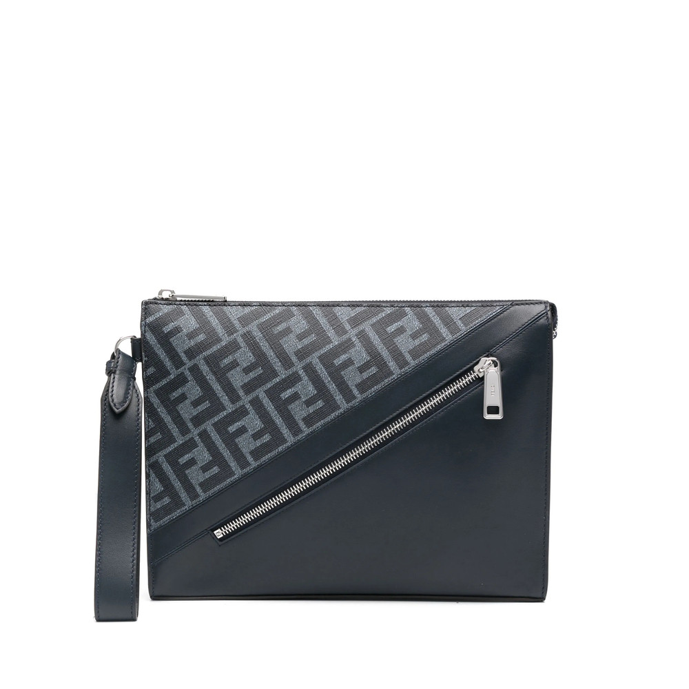 Fendi Diagonal Leather Clutch Bag