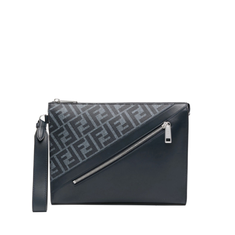 Fendi Diagonal Leather Clutch Bag