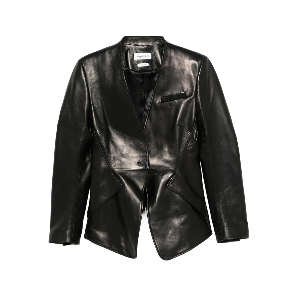 Alexander Mcqueen Single-breasted Calfskin Leather Jacket