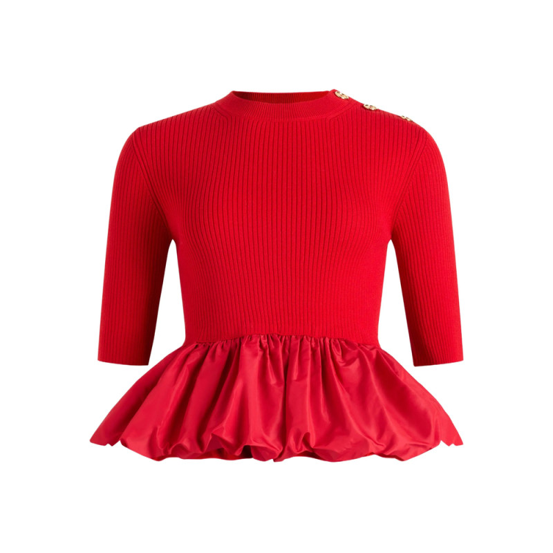 Patou Ribbed Ruffle-hem Jumper