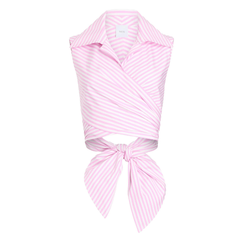 Patou Striped Draped Sleeveless Top