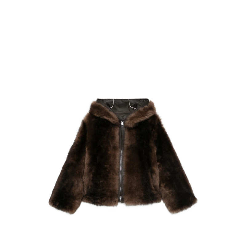 Suprema Reversible Hooded Shearling Jacket