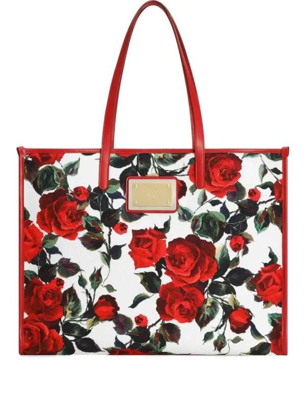 large rose-print shoulder bag