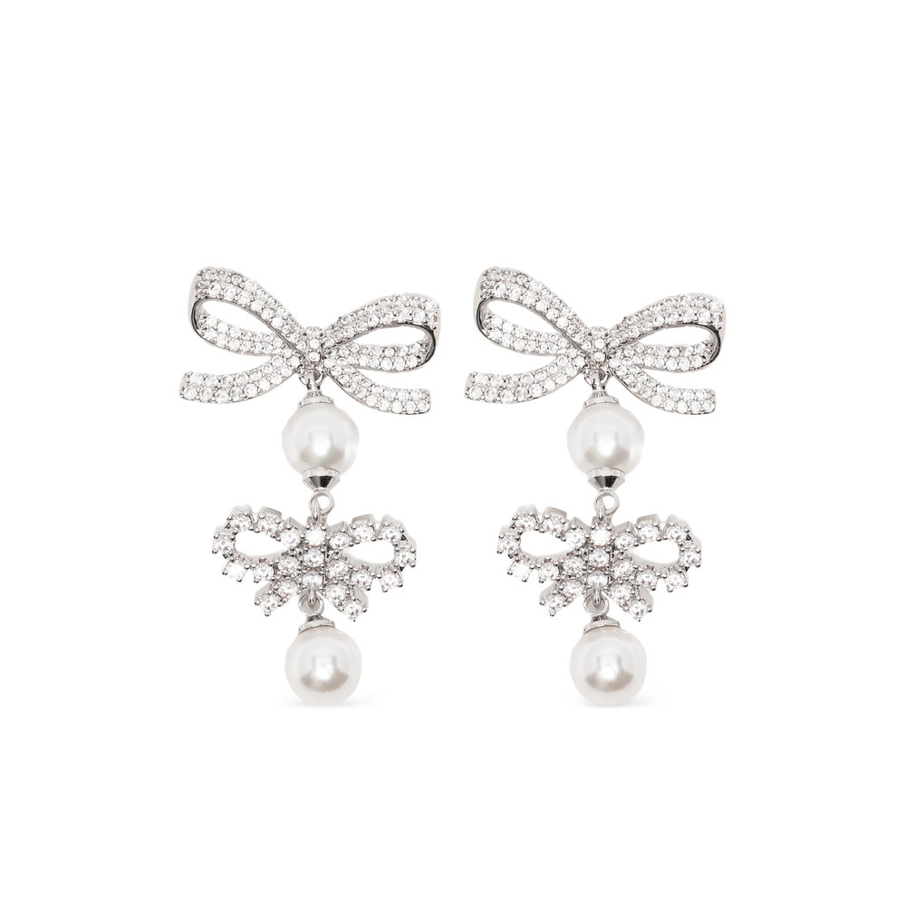 Self-portrait Double-bow Pearl-drop Earrings