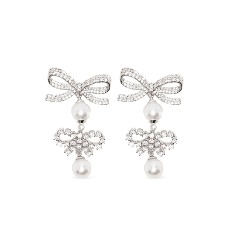 Self-portrait Double-bow Pearl-drop Earrings