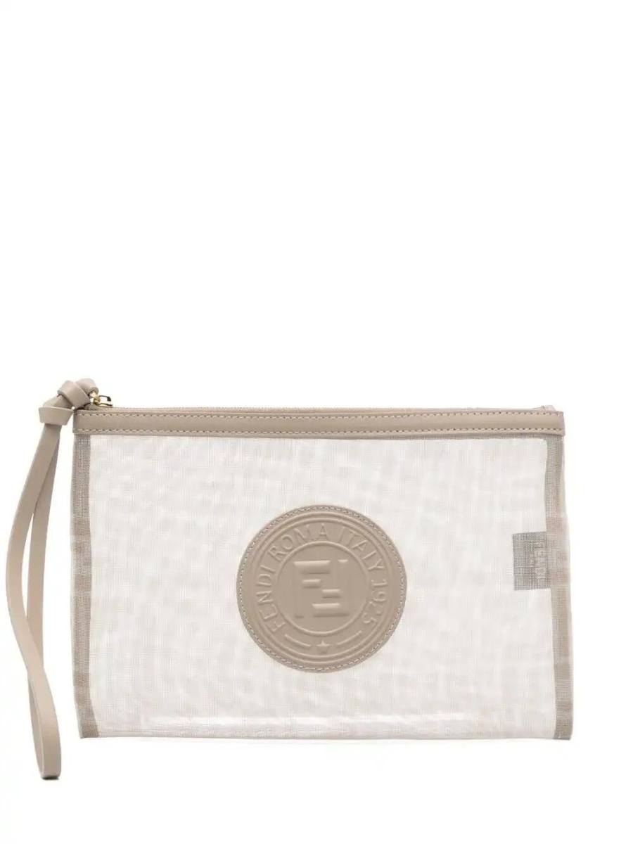 logo-patch clutch bag